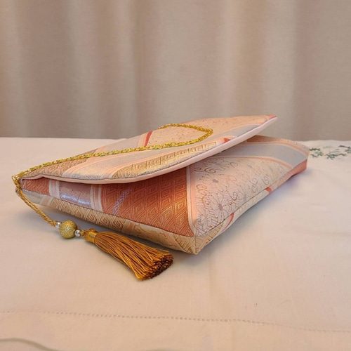 桜模様シルク着物帯の2ways クラッチバック クラッチバッグ miyuki