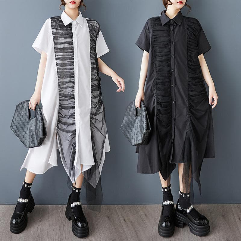 大きいサイズ シャツ　ワンピース　レディース イレギュラー　春夏　 新品 半袖