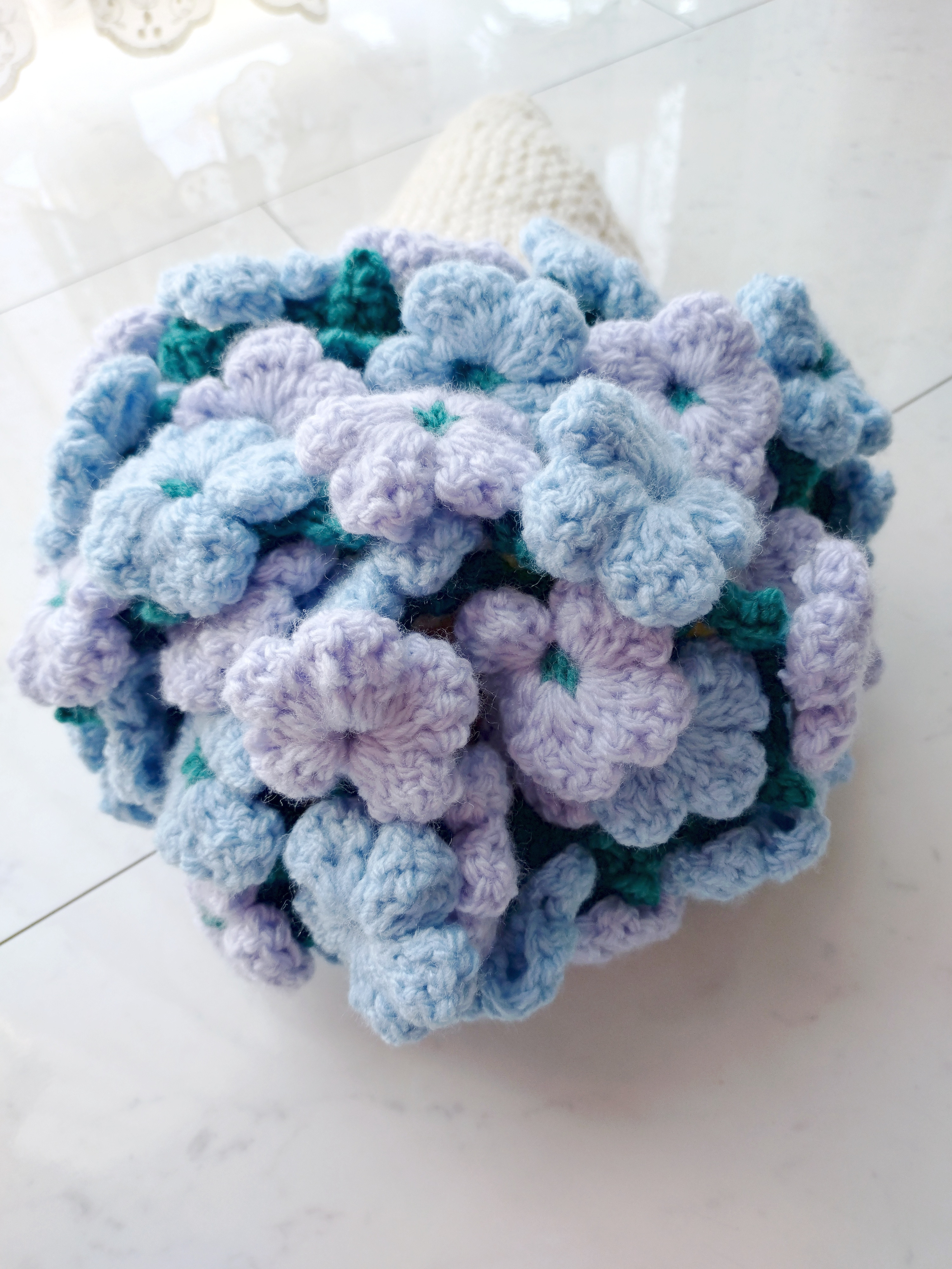 花束 ブーケ ブランケット 膝掛け 花 モチーフ 母の日 誕生日 贈り物 プレゼント 冷房対策 手編み 編み物 編み