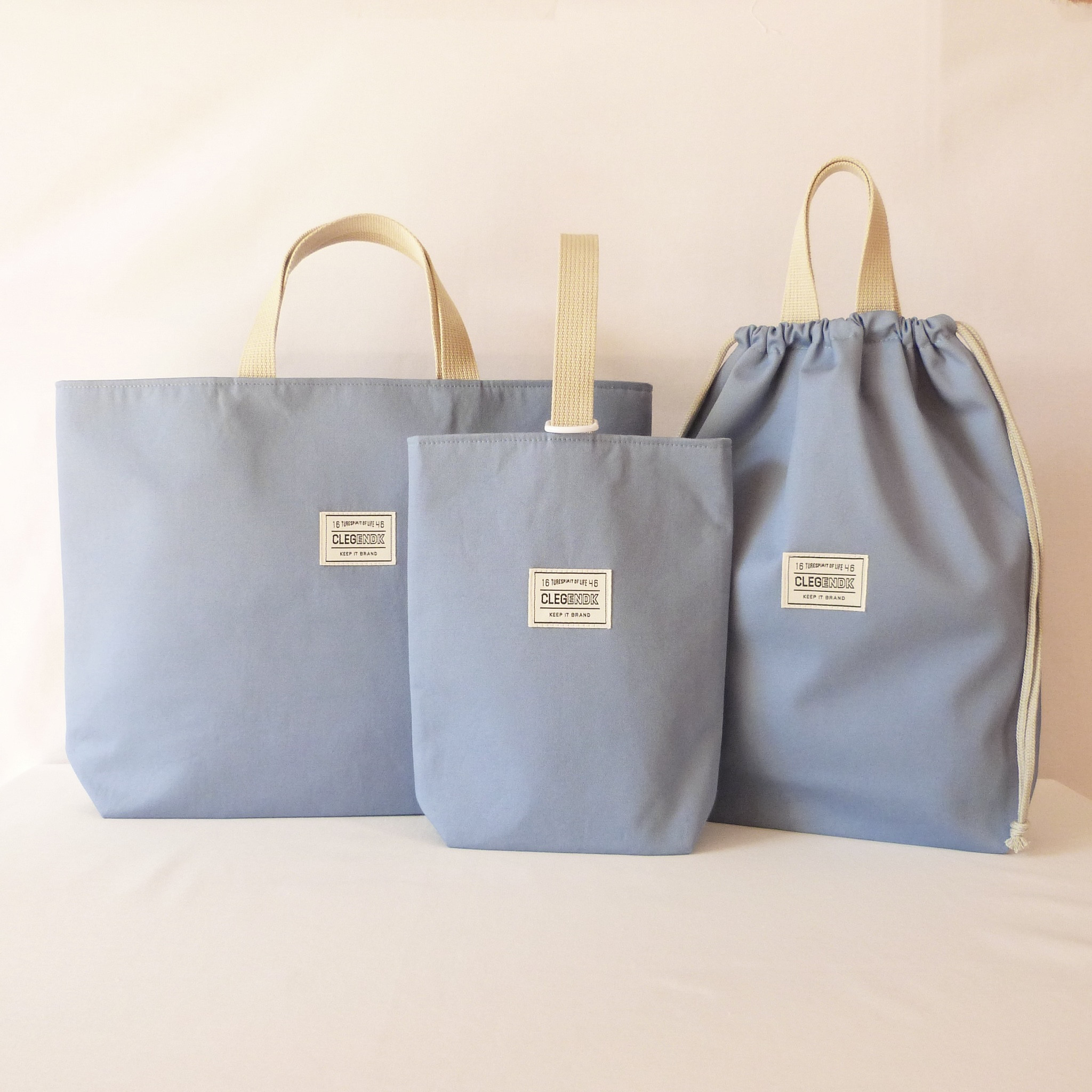 スモーキーブルーのレッスンバッグ 体操着入れ シューズケース 入園 入学 3点セット