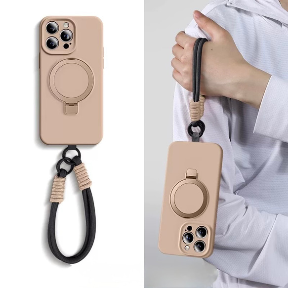 MagSafe対応】iPhoneケース＋ハンドストラップ｜手首掛け・落下防止