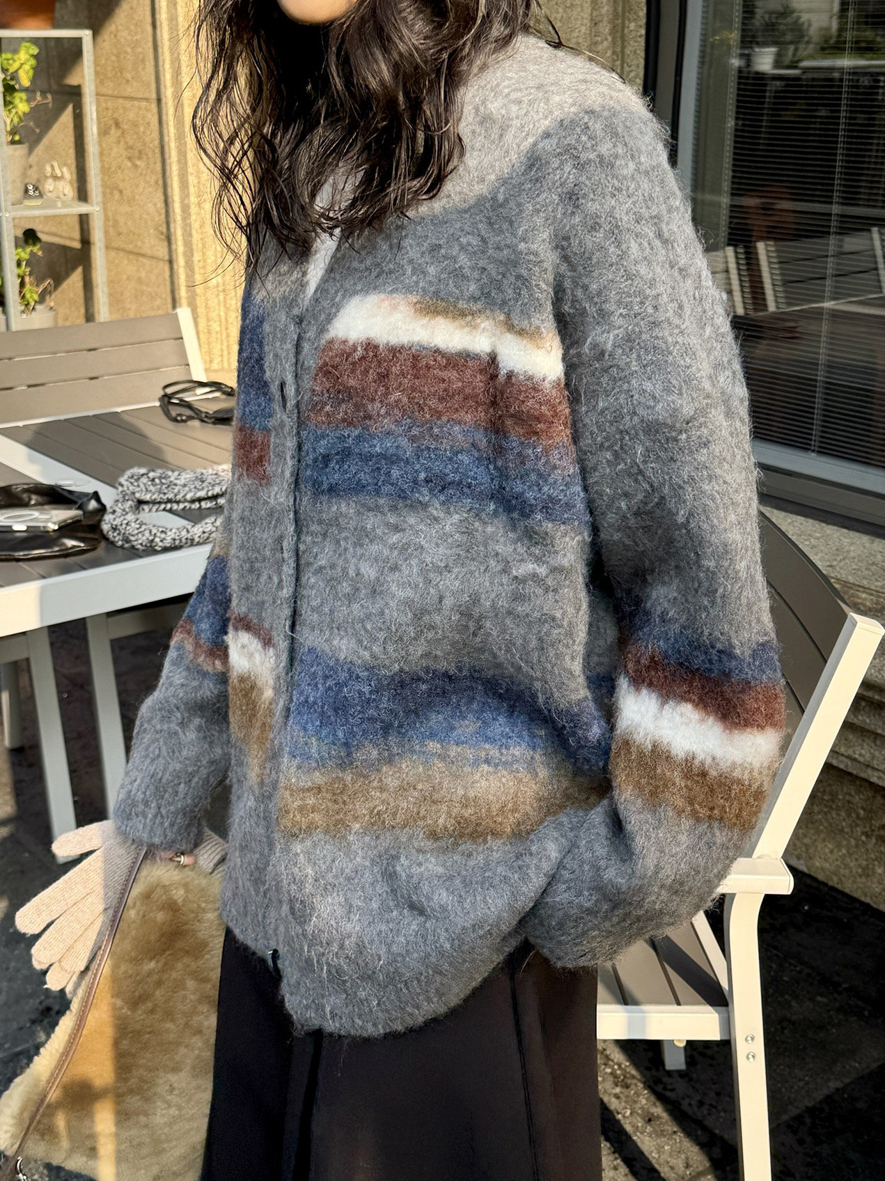 2色レディースニット　秋冬春　　カーディガン　おしゃれセーター　　暖かい　Vネック　ジャケット　カーディガン上着