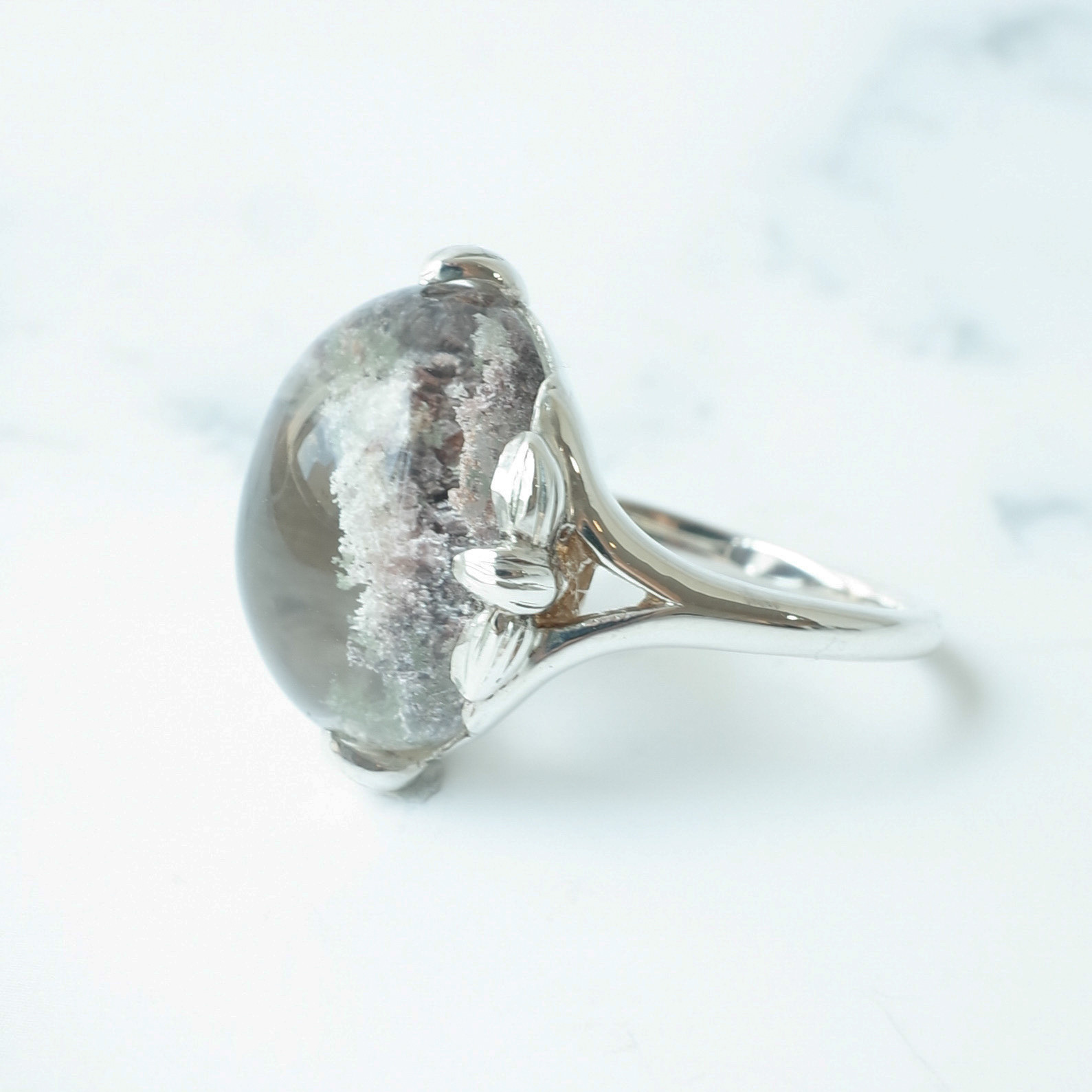 ガーデンクォーツの蓮の花リング - 2 / Silver