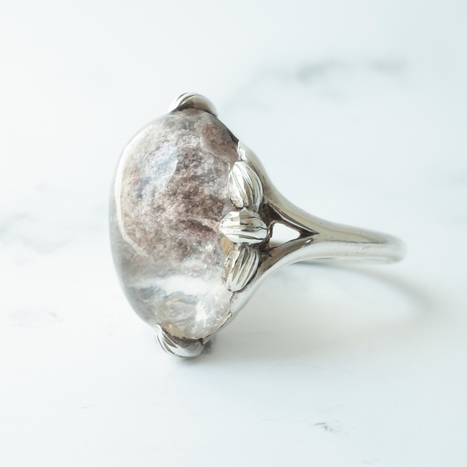 ガーデンクォーツの蓮の花リング -5 / Silver