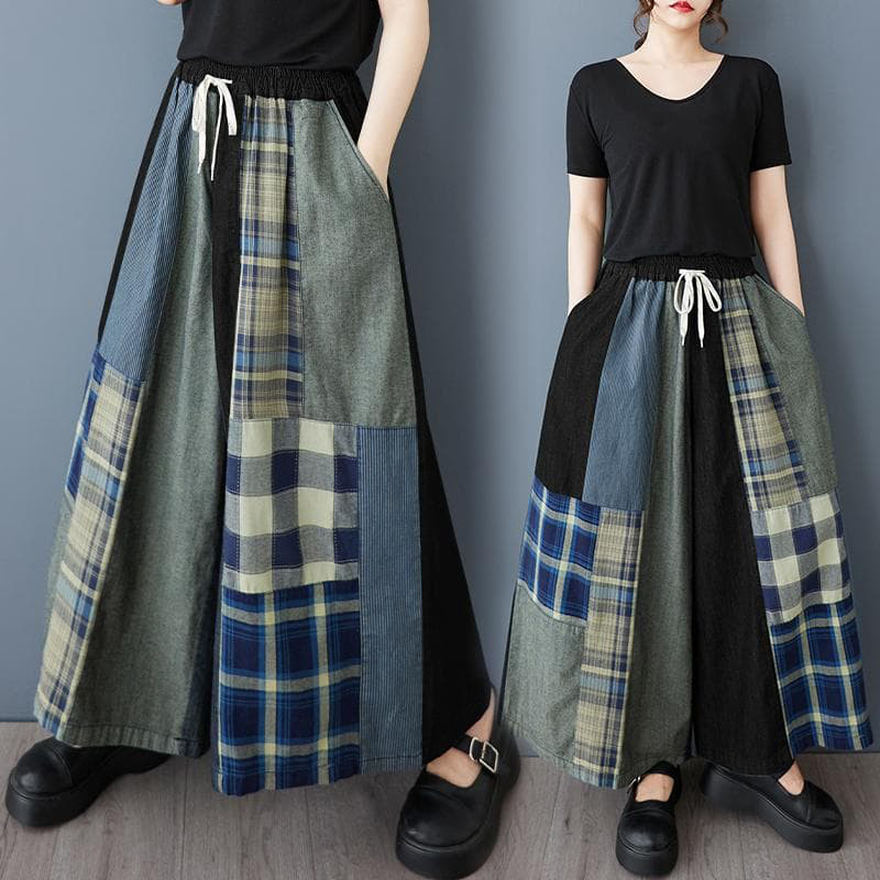 大きいサイズ レディース ワイドパンツ　ウエストゴム　 新品 チェック