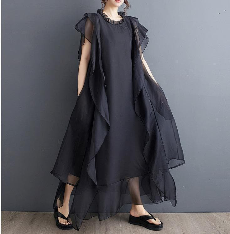 大きいサイズ レディース ワンピース　シアー　春夏 秋 新品 半袖　シースルー