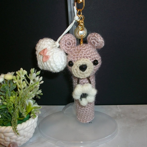 編みぐるみ ベアリップケース くすみピンク あみぐるみ TM Hana 通販