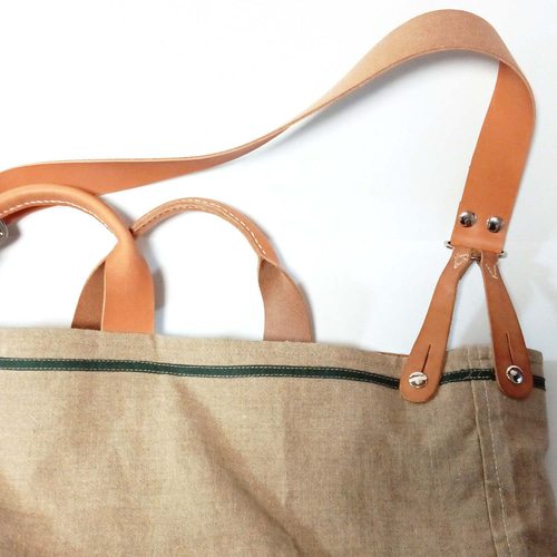 フランス軍リネンショルダーバッグ トートバッグ デッドストック 実物