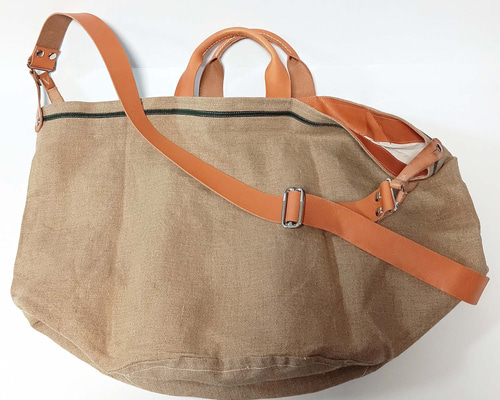 フランス軍リネンショルダーバッグ トートバッグ デッドストック 実物