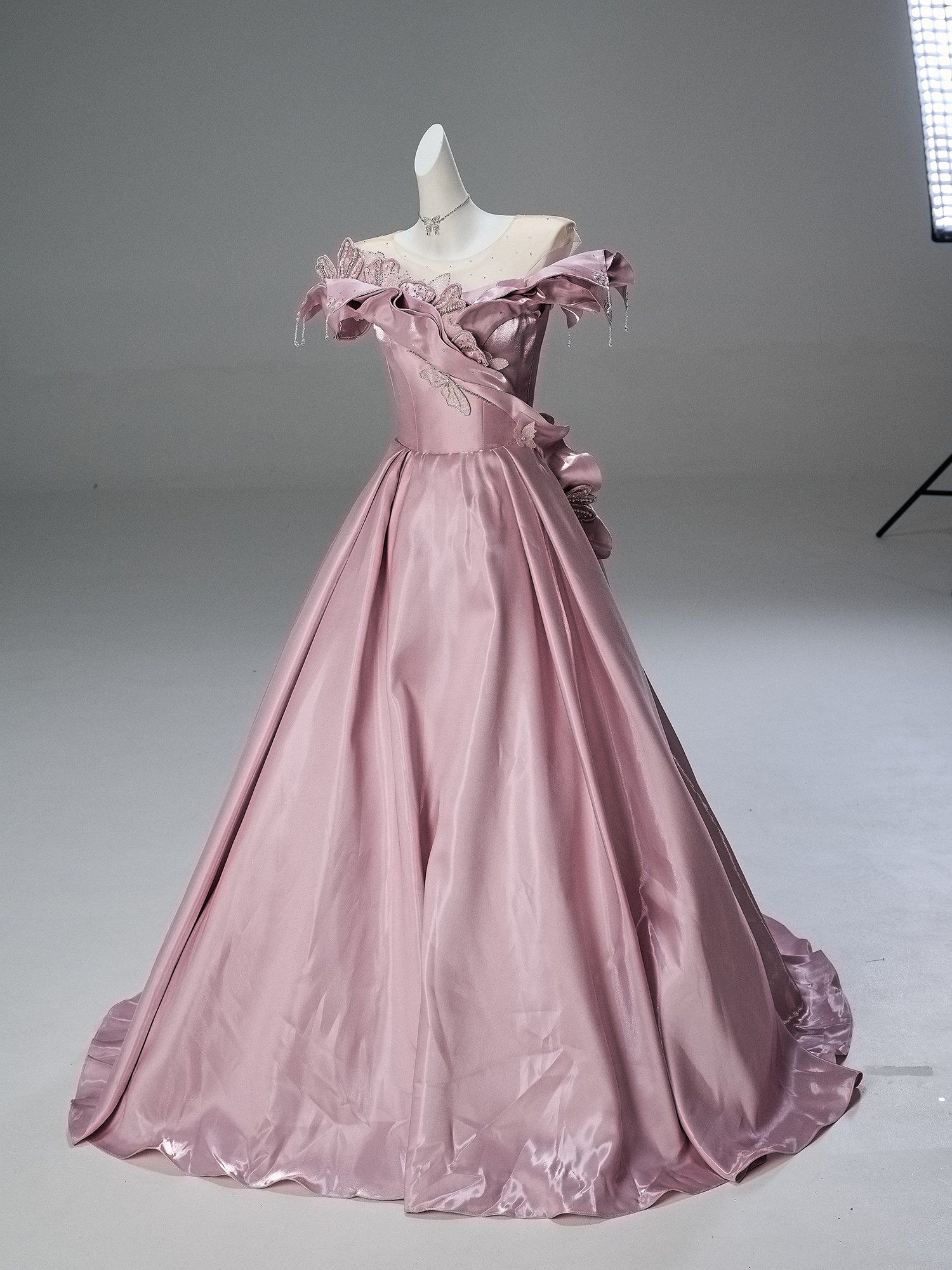 受注制作 ドレス ピンク 綺麗 プリンセス vintage 豪華 上品 演奏会 成人式 ロングドレス CQ008