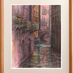 水彩画原画 ヴェネツィア風景・ゴンドラ ＃572 絵画 syoumei 通販