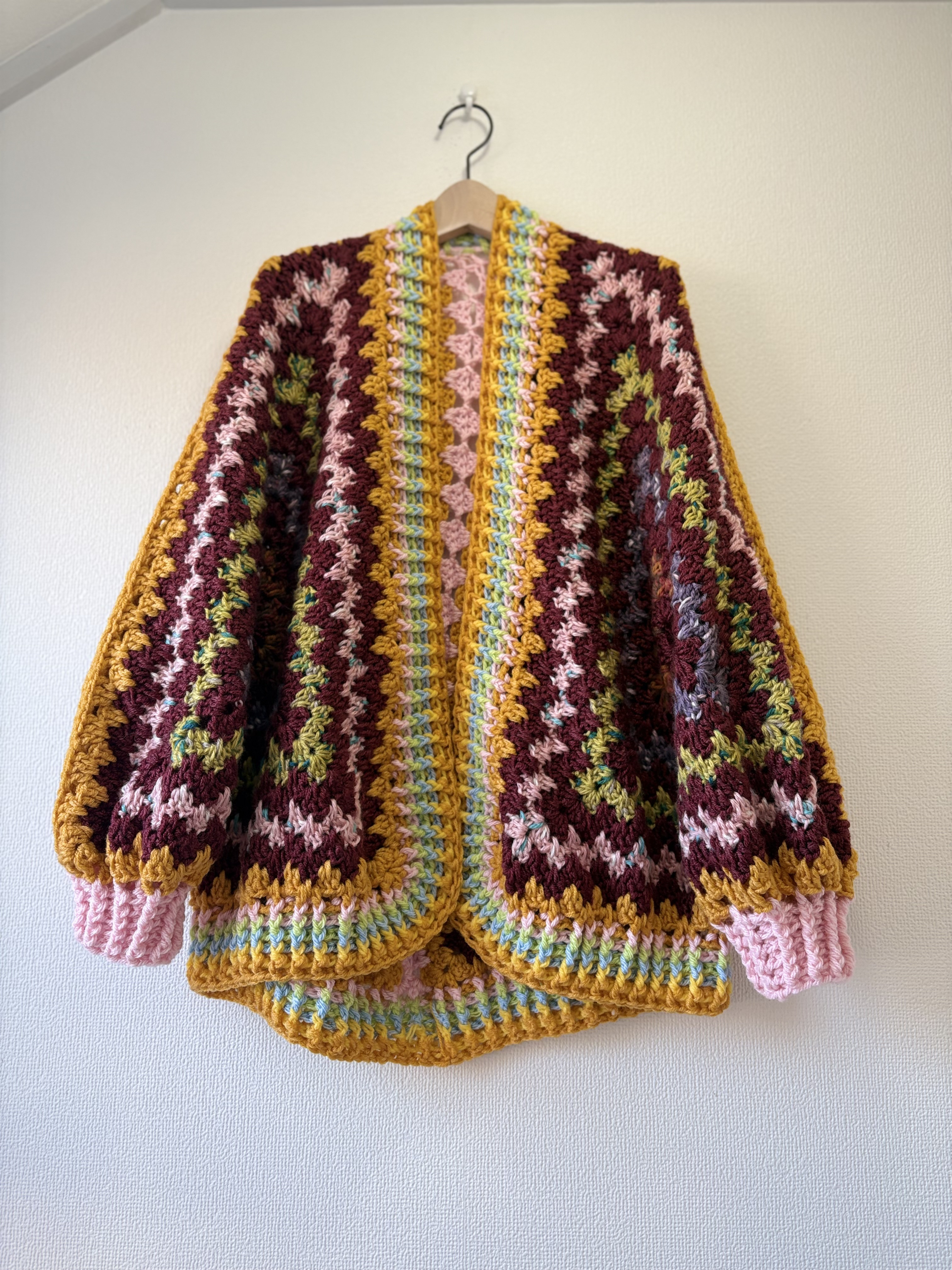 ‪☆handmade‪☆手編みウール、マルチカラー羽織もの