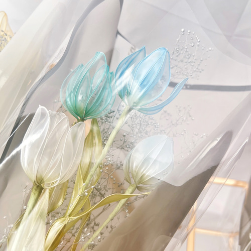お得なブーケ】チューリップのかすみ草ブーケ 一輪挿し・花瓶・花器