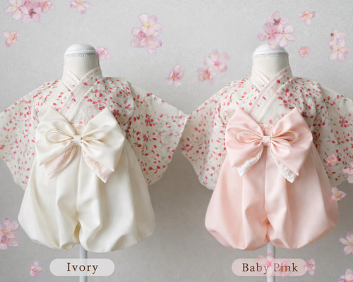 桜柄 ベビー袴｜ベビーピンク✖️ホワイトレース（初節句・ひな祭り
