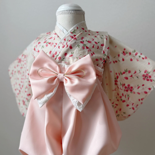 桜柄 ベビー袴｜ベビーピンク✖️ホワイトレース（初節句・ひな祭り