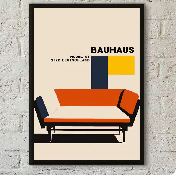 バウハウス Bauhaus ミッドセンチュリー レトロ モダン 抽象芸術 キャンバスアートポスター 50×70cm