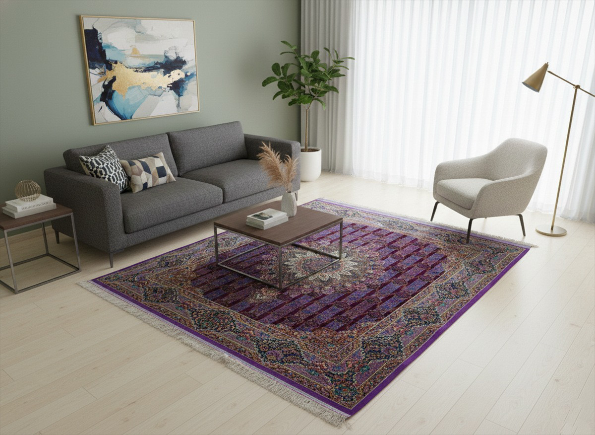 ペルシャ絨毯　ネイアブリシャム　ハイブリッド　カシャン産　リビング　250x200cm　PS11927