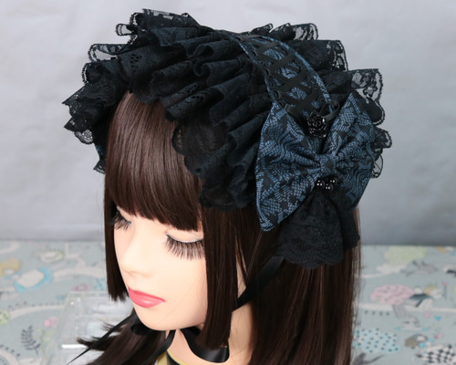 蒼露×ブラック ヘッドドレス ロリータ ゴスロリ 和ロリ ヘッドドレス