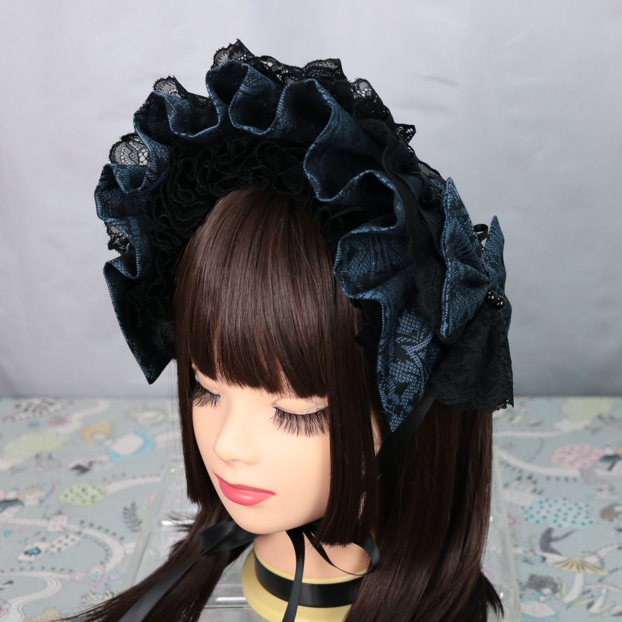 蒼露　ボリュームハーフボンネット　インナーレース　ロリータ　ゴスロリ　ゴシック　和ゴス　和ロリ