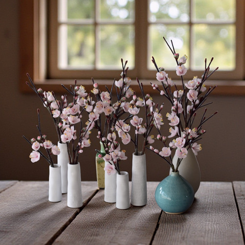 ◇粘土のお花◇ 梅【花瓶 信楽焼】 U1382 アートフラワー Old-Fantasy