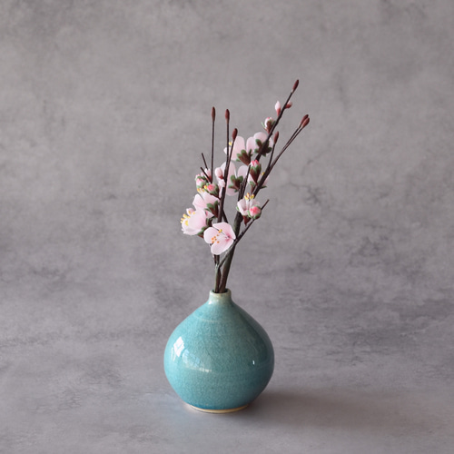 ◇粘土のお花◇ 梅【花瓶 信楽焼】 U1382 アートフラワー Old-Fantasy