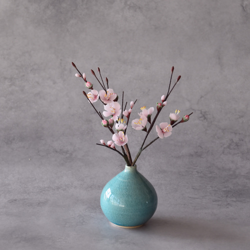 ◇粘土のお花◇ 梅【花瓶 信楽焼】 U1382 アートフラワー Old-Fantasy