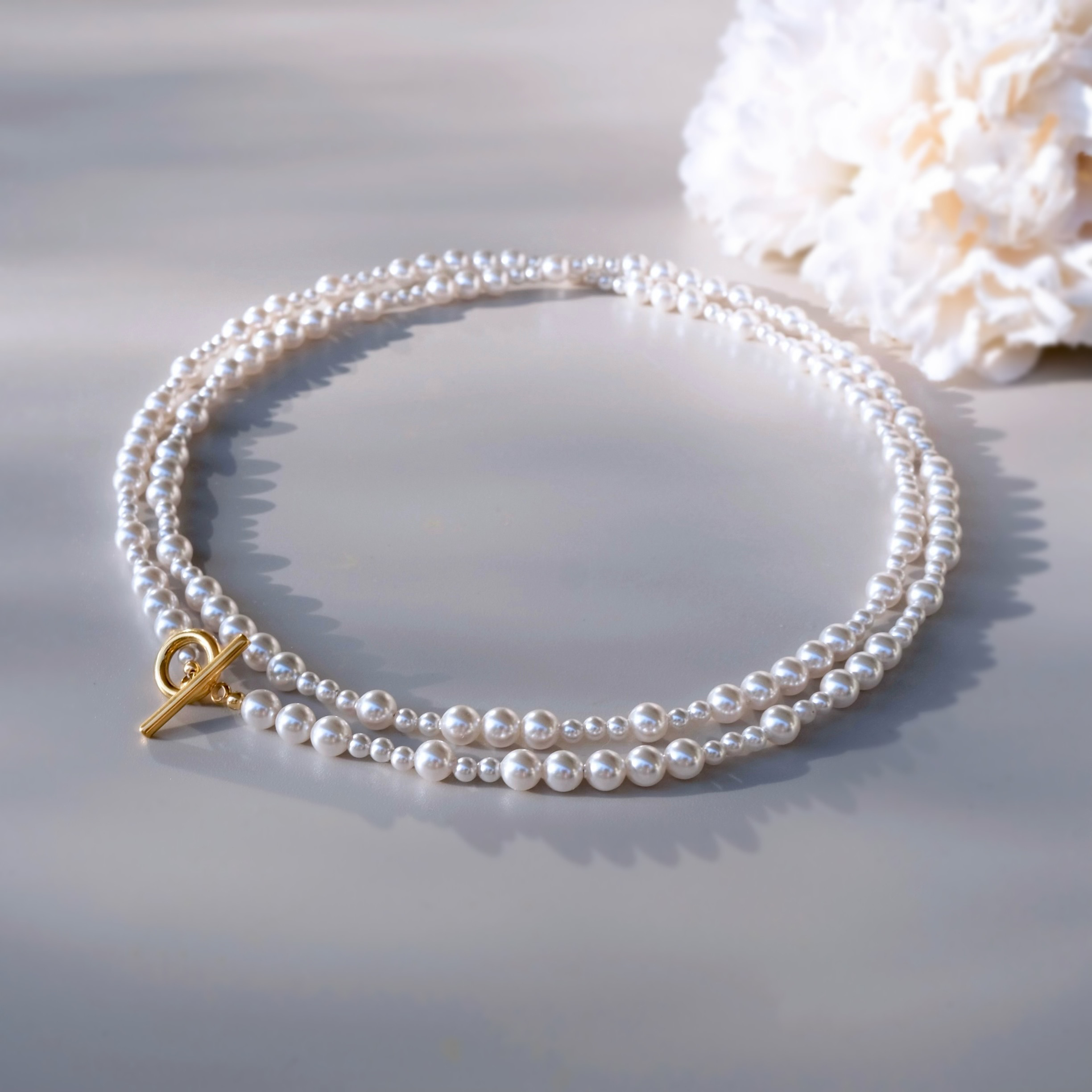 リズムパールネックレス 2way サージカルステンレス 金属アレルギー対応 ロングネックレス 大人フォーマル2026