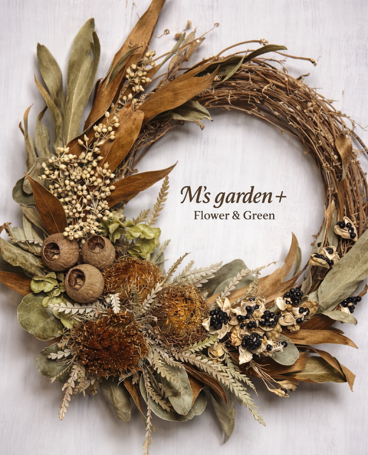 【ワイルドフラワーリース】ナチュラルなドライフラワーのリース
