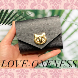 ❤【可愛さ×高級感♪】お洒落可愛い猫モチーフの総本革コンパクトミニ