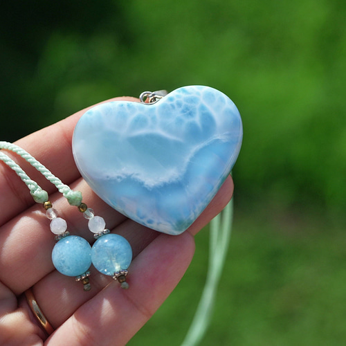 極上大きなハート☆ラリマー シルバーネックレス2251 ネックレス