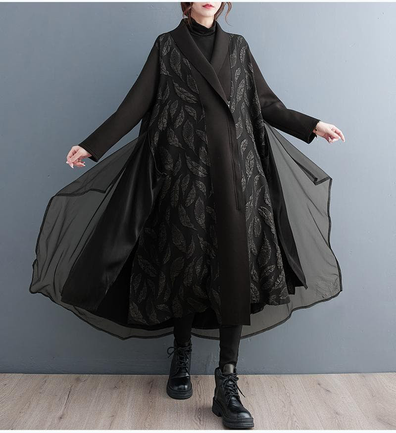 コート　異素材　大きいサイズ レディース 秋冬　新品 長袖　アウター　チュール