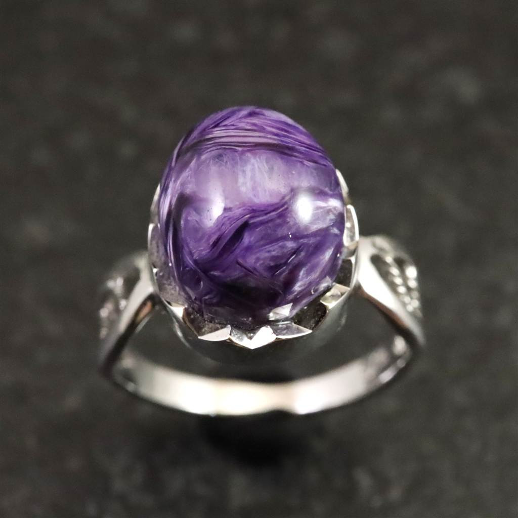 チャロアイト 12X10mmオーバル リング 15号 3.7g #11791