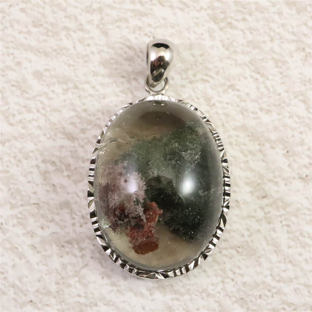 庭園水晶 ガーデンクォーツ　26mmオーバル ペンダント 13.1g #41494
