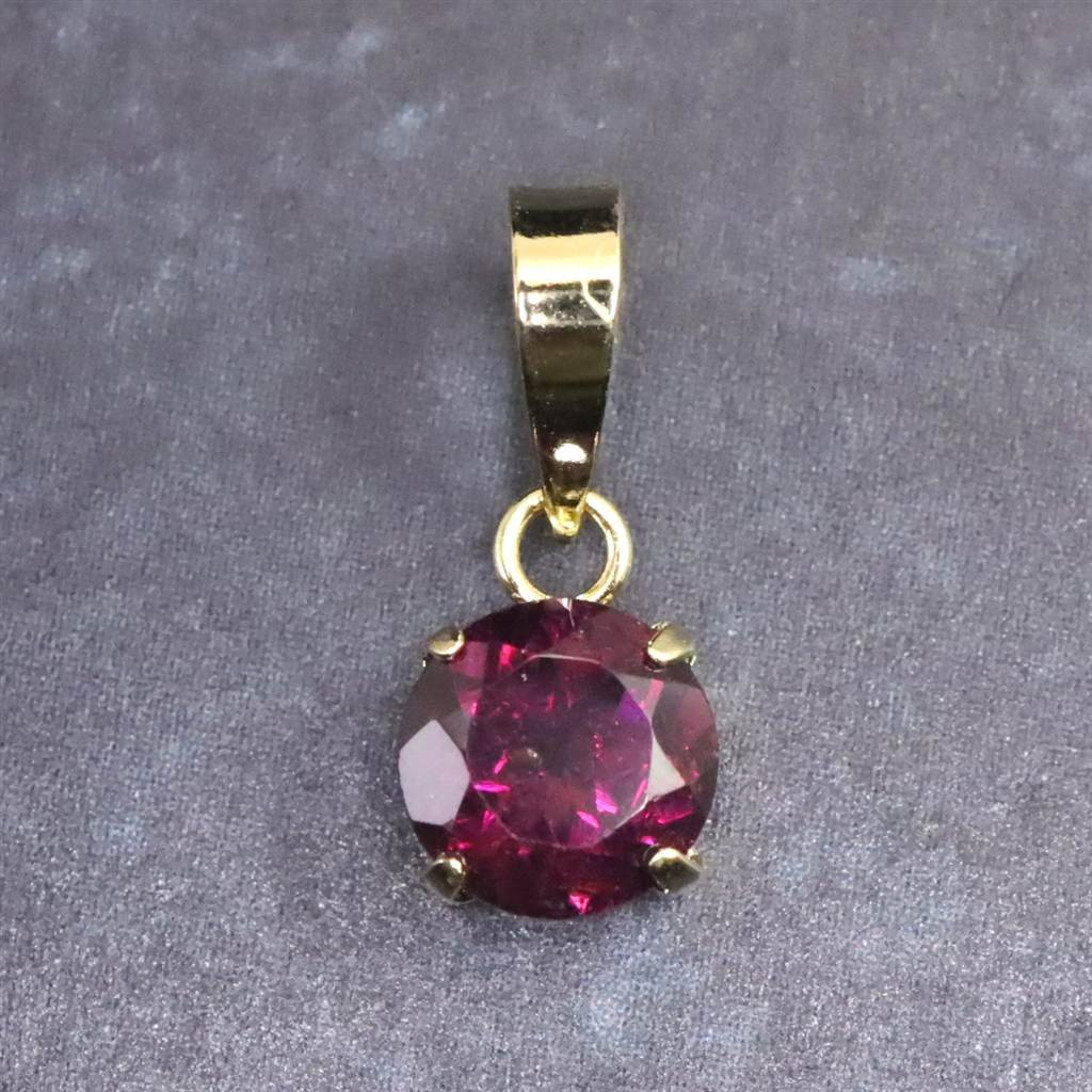ロードライトガーネット 5mmラウンド ペンダント チャーム K18YG  0.63ct #95482