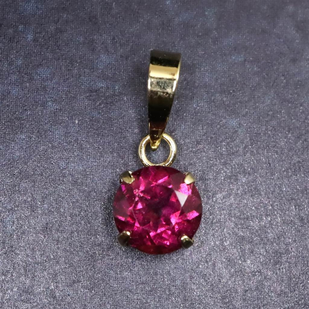 ロードライトガーネット 5mmラウンド ペンダント チャーム K18YG  0.63ct #51075
