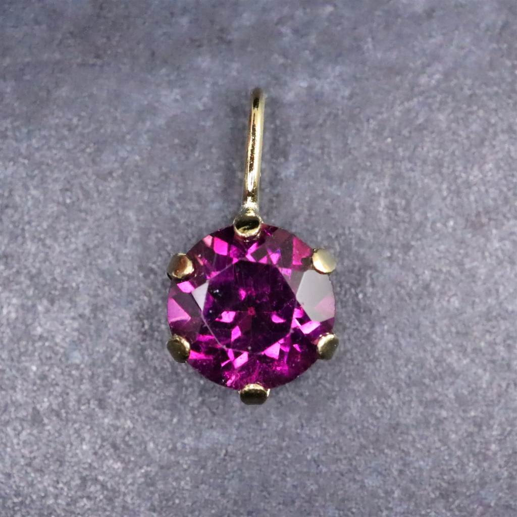 パープルガーネット 5mmラウンド ペンダント チャーム K18YG  0.69ct #14387