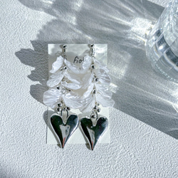 再販】シルバー × クリア ドーナツ アシンメトリー ピアス イヤリング