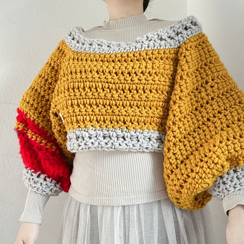 目を引く黄色ニット ニット・セーター ピリカ かぎ針編みのお店 通販