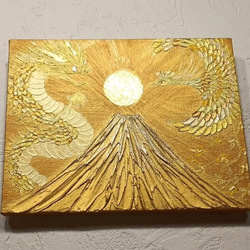 開運絵画　龍神様　富士山　花の舞　雪富士　天使の羽根　金箔 開運絵画 龍神様 富士山 花の舞 雪富士 天使の羽根 金箔 開運絵画