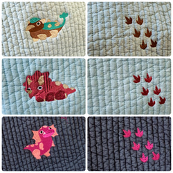 おとぼけだいなそー+足跡　選べるコインケース　H9W12.5 ヌビ　ミニポーチ　恐竜ベイビー　恐竜　オリジナル　刺繍 7枚目の画像