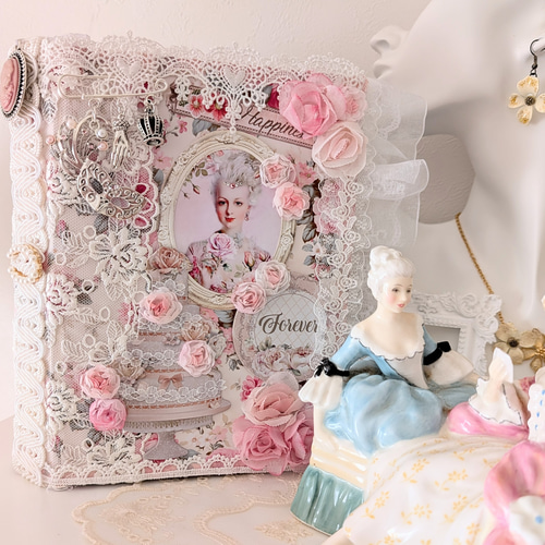 ロココ調レース＆薔薇の大型ジャンクジャーナル2025lp♥マリーの薔薇♥ ロココ調レース＆薔薇の大型ジャンクジャーナル2025lp♥マリーの薔薇