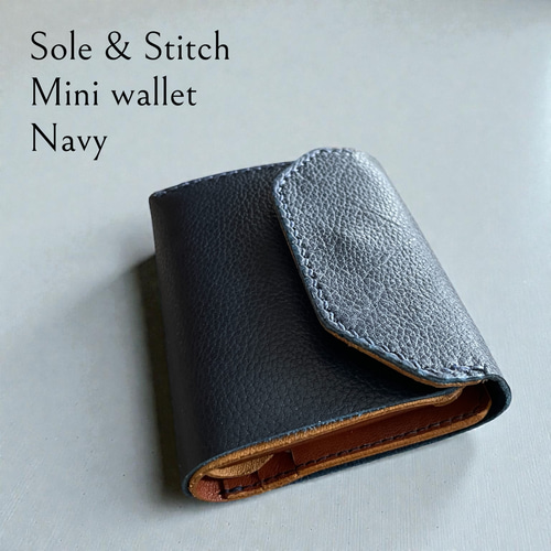 Sole & Stitch◆靴屋が作る革小物◆三つ折りウォレット／ネイビー Sole＆Stitch◇靴屋が作る革小物◇シンプルで機能的な3つ折り