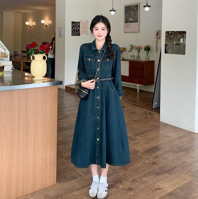 大きいサイズ デニム　ワンピース　レディース 秋冬 長袖　新品　春