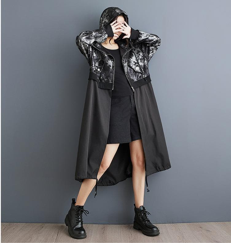 大きいサイズ ワンピース ジップ　コート　パーカー　レディース 秋冬 長袖