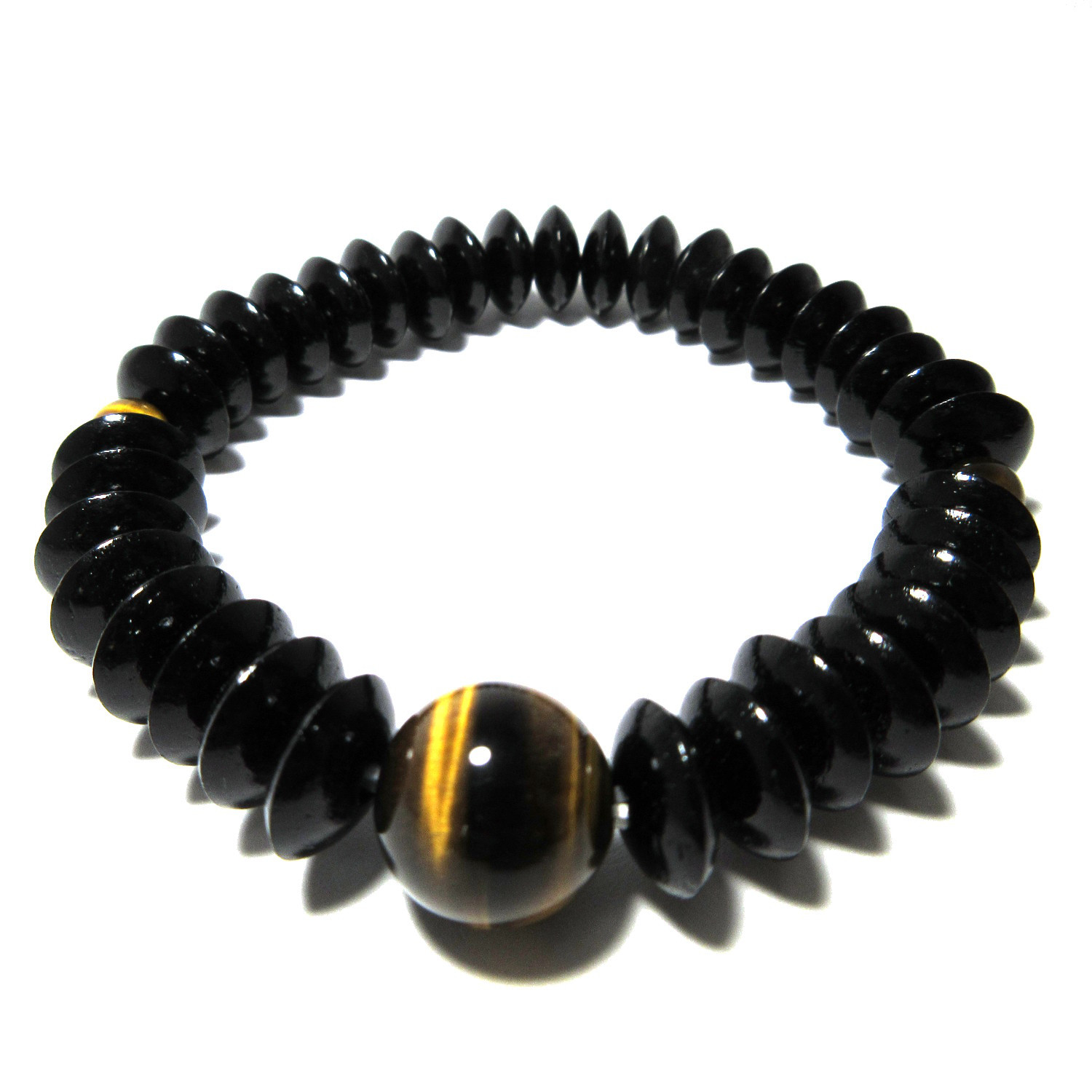 10mm 本黒檀 そろばん玉 虎眼石仕立 ブレスレット UDA53