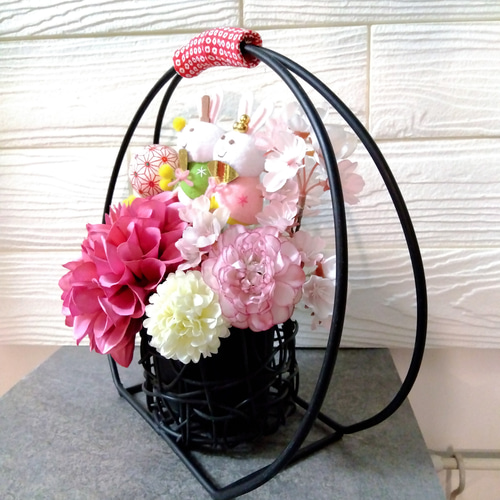 専用ですお雛様 フラワーアレンジメント ひなまつり お雛様 ひな人形 フラワーアレンジ 桜 ミモザ ウサギ