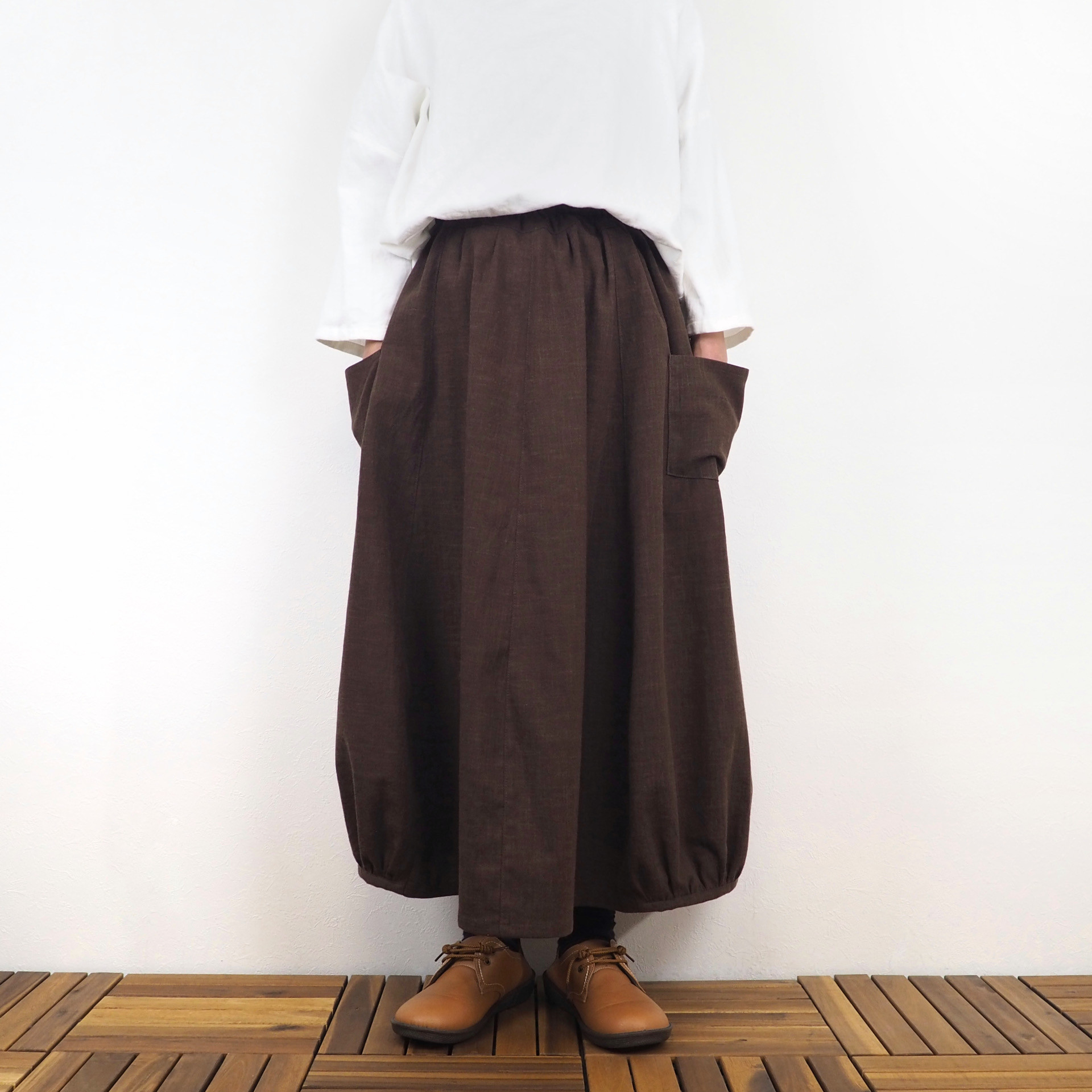 【春の超早割2026】Furusuバルーンスカート（木綿 焦茶）【受注生産対応】