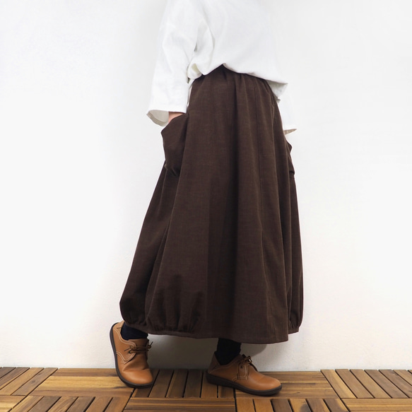 Furusuバルーンスカート（木綿 焦茶）【受注生産対応】 3枚目の画像