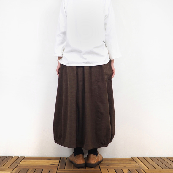 Furusuバルーンスカート（木綿 焦茶）【受注生産対応】 5枚目の画像