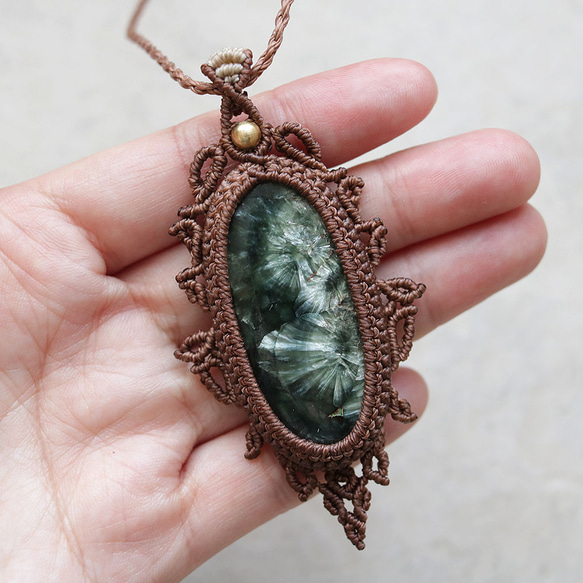 セラフィナイトマクラメネックレス｜天然石エスニックアジアンエキゾチックなアクセサリーmac443 3枚目の画像